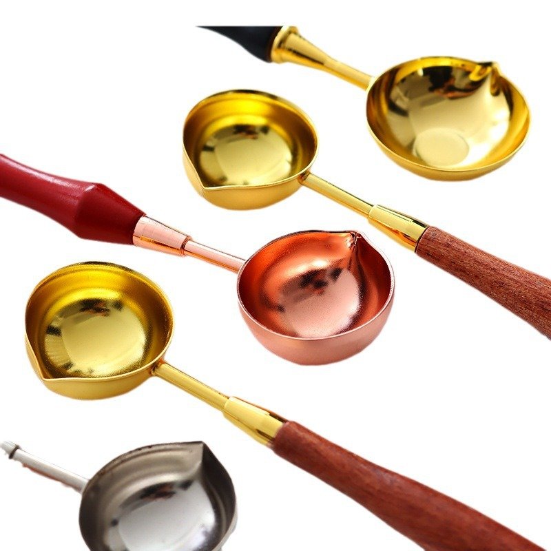Metal Silver Wooden Vintage Seal Wax Stamp Wooden Wood Spoon Wax Seal Stick Spoon