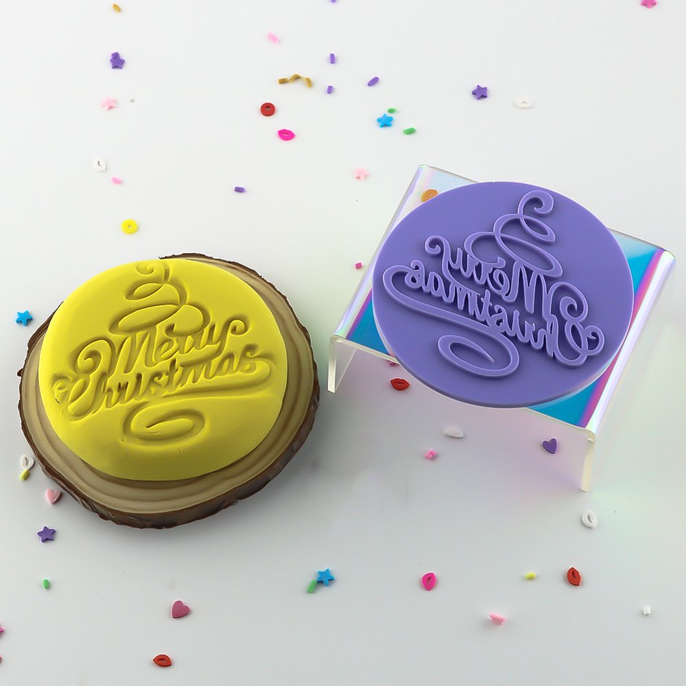 Xmas New Year Biscuit Cutter Stamp Cupcake Fondant Decoration Merry Christmas Cookies Fudge Embosser