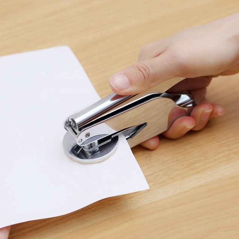 personal logo handle metal custom paper embossing seal stamp
