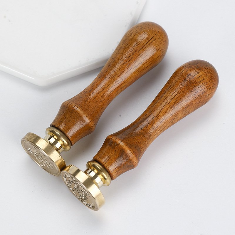 Christmas Tree Language Vintage Brass Head Wooden Handle Removable Sealing Wax Stamp 25mm for Envelopes Wedding Invitations