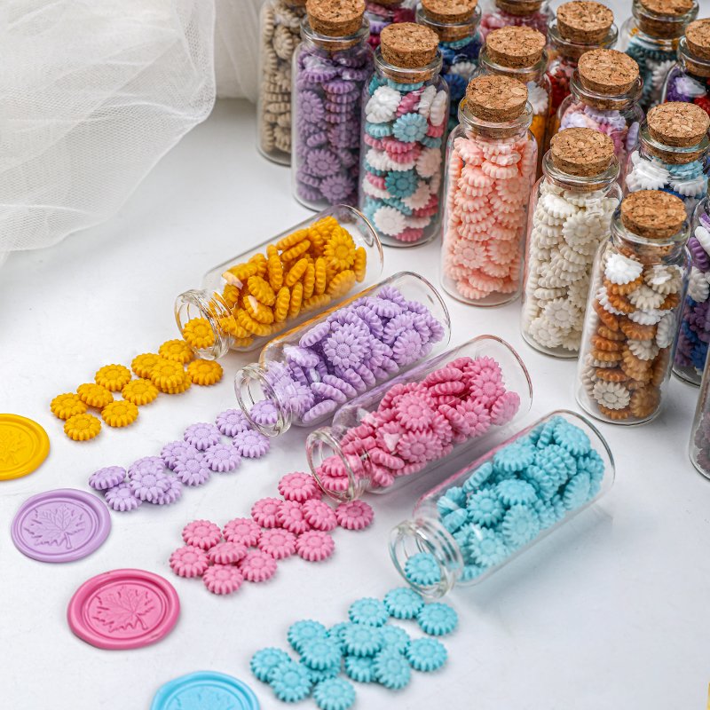Small glass bottle sunflower granules sealed wax mixed color wax beads/mail set ticket/envelope invitation letter decoration