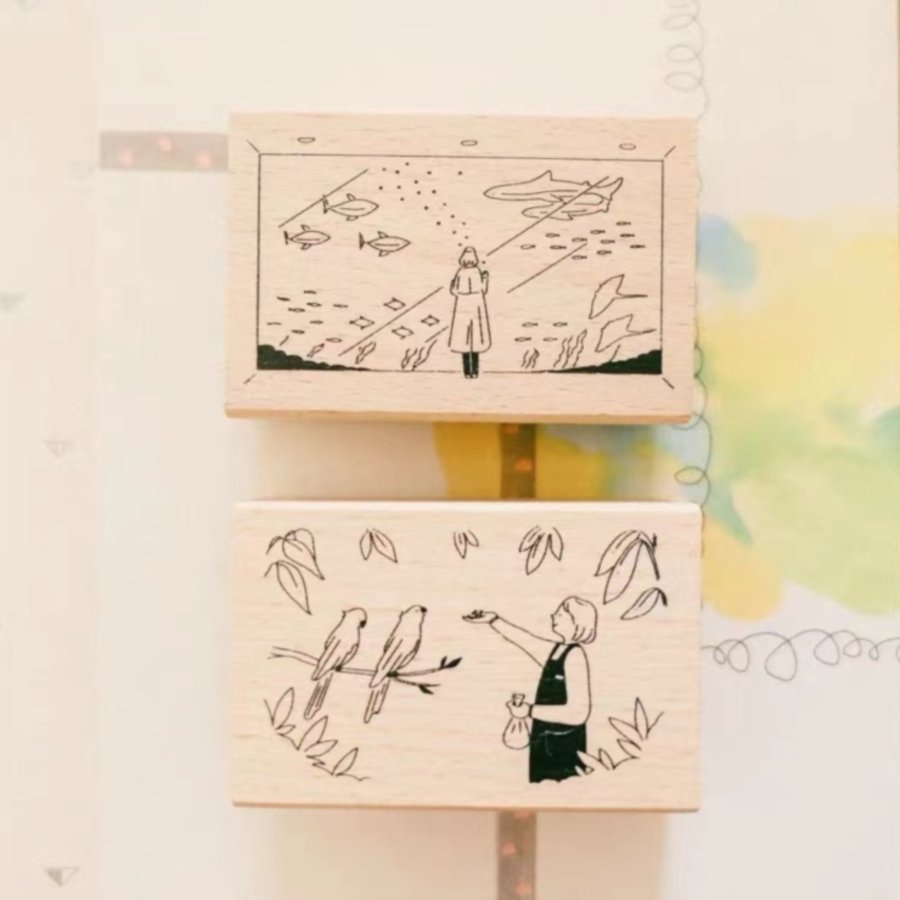 Factory Supplier Price Toy Seal Block Wooden Animal Stamp Square