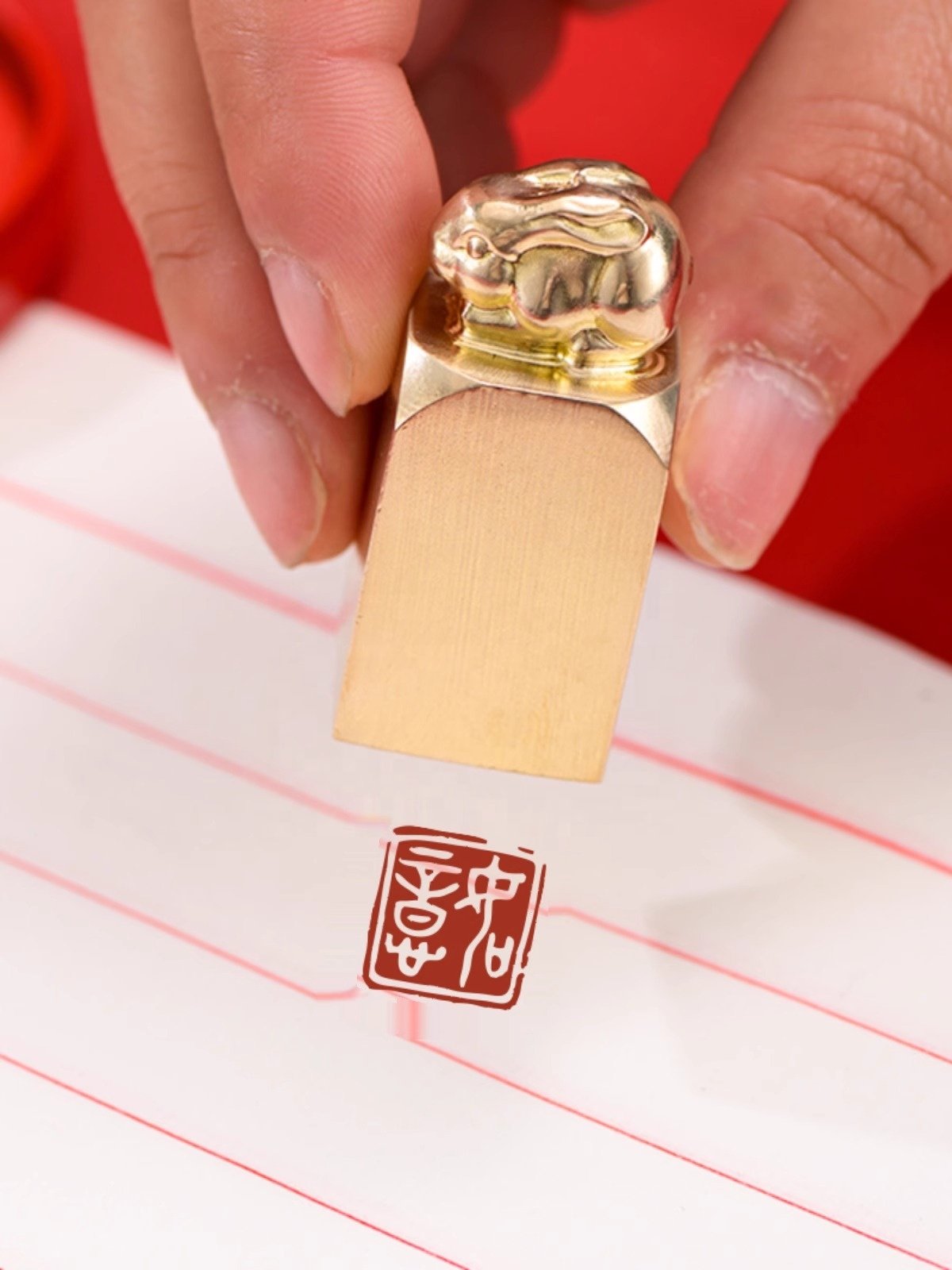 Customized Brass Metal Solid Seal Stamps Fine Carved Rabbit Seal Head in Various Shapes Various Plastic Private Seal All Kinds