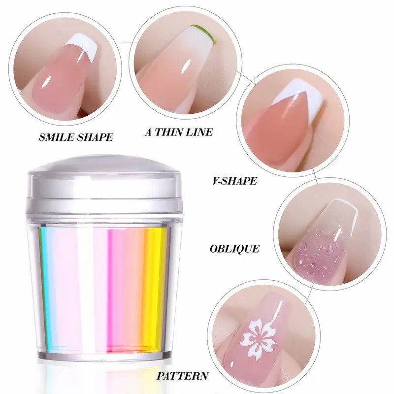 Laser Gradient Nail Stamper with Scraper Manicure Tool Clear Silicone Jelly Nail Art Stamper