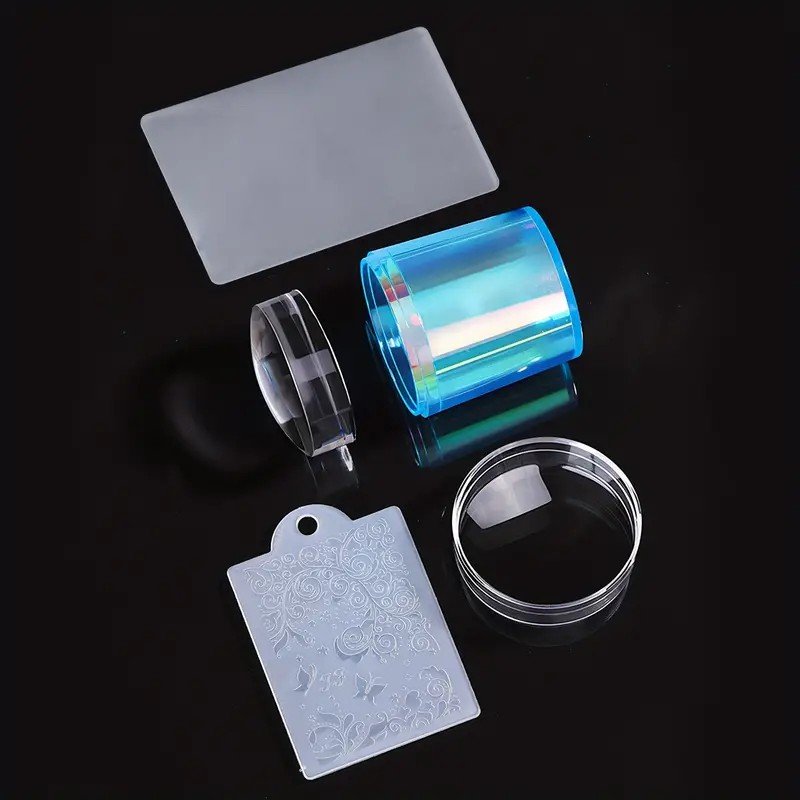 Laser Gradient Nail Stamper with Scraper Manicure Tool Clear Silicone Jelly Nail Art Stamper