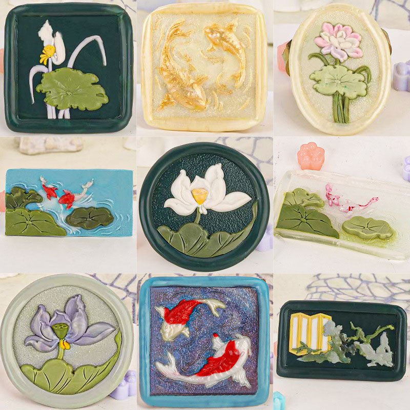 Wholesales Lotus Series Koi Fish Invitation Letter Gift Wax Seal Stamp Head