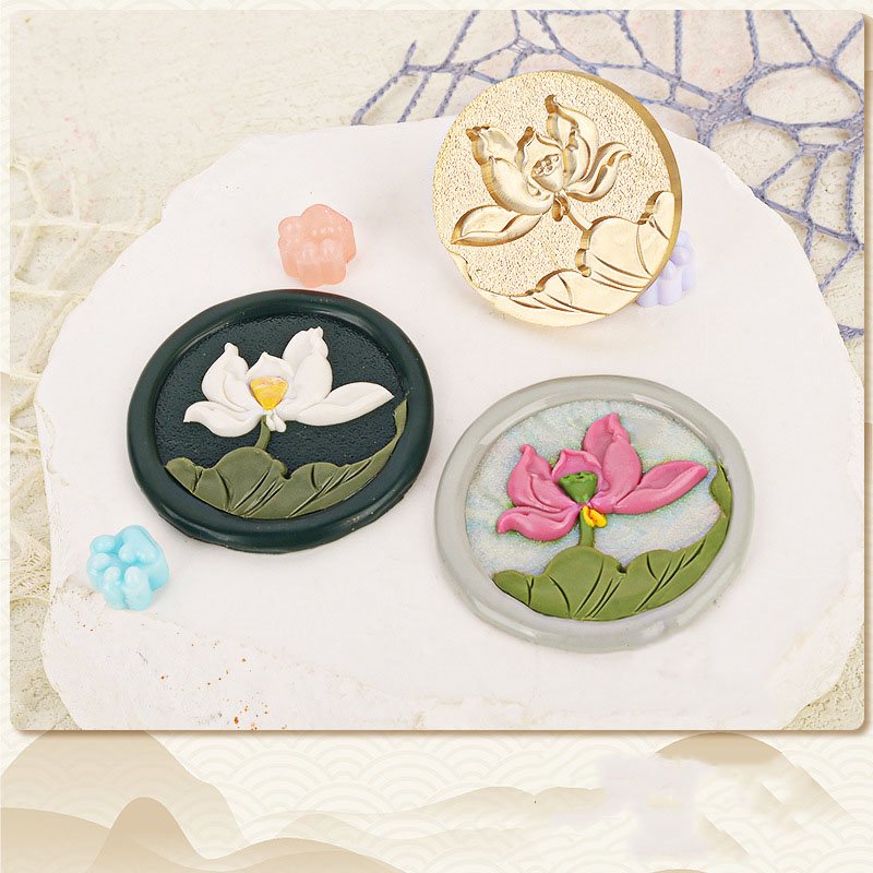 Wholesales Lotus Series Koi Fish Invitation Letter Gift Wax Seal Stamp Head