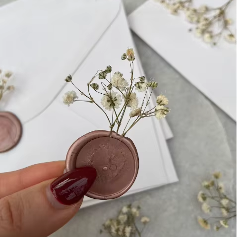 Premade Dried flower wax seal sticker floral wax seal for wedding invitation