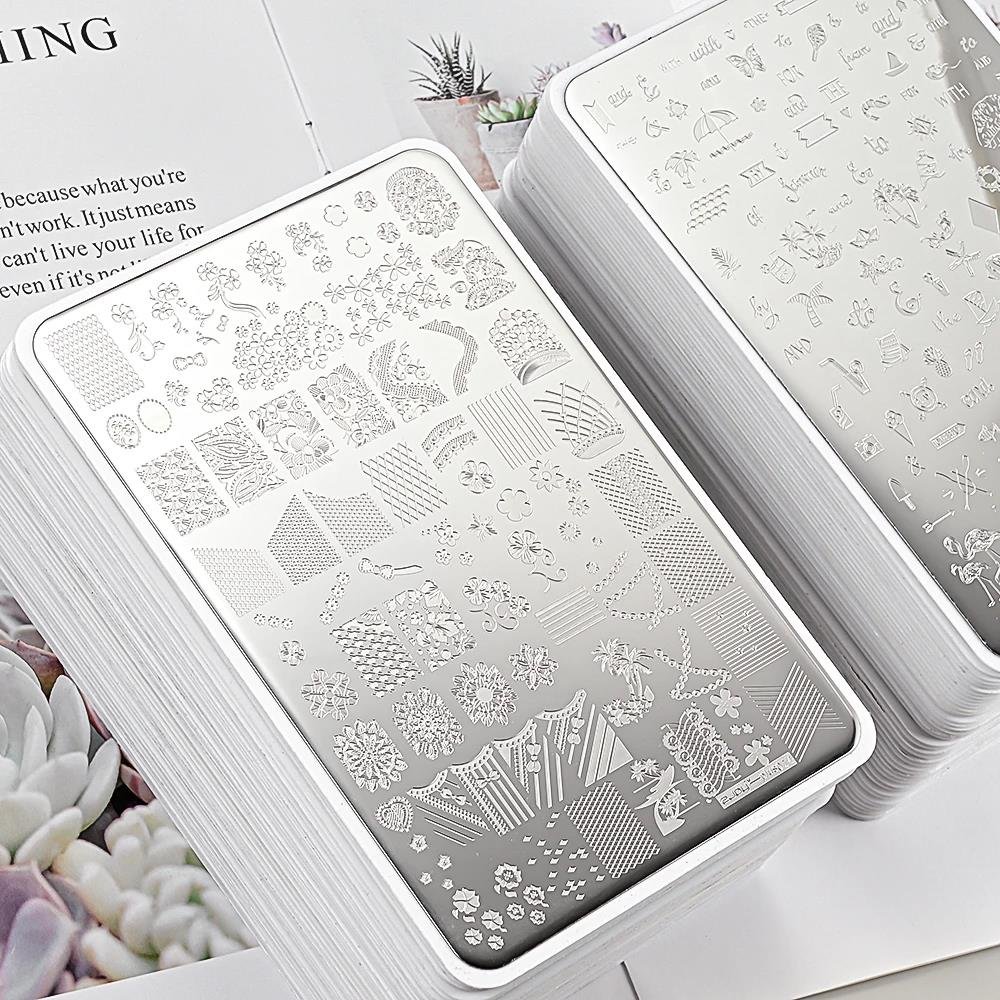 9.5X14.5cm Big Size Nail Art Stamping Plate Leaf Flower Geometric Designs Nail Art Template Graffiti Polish Printing Stencils