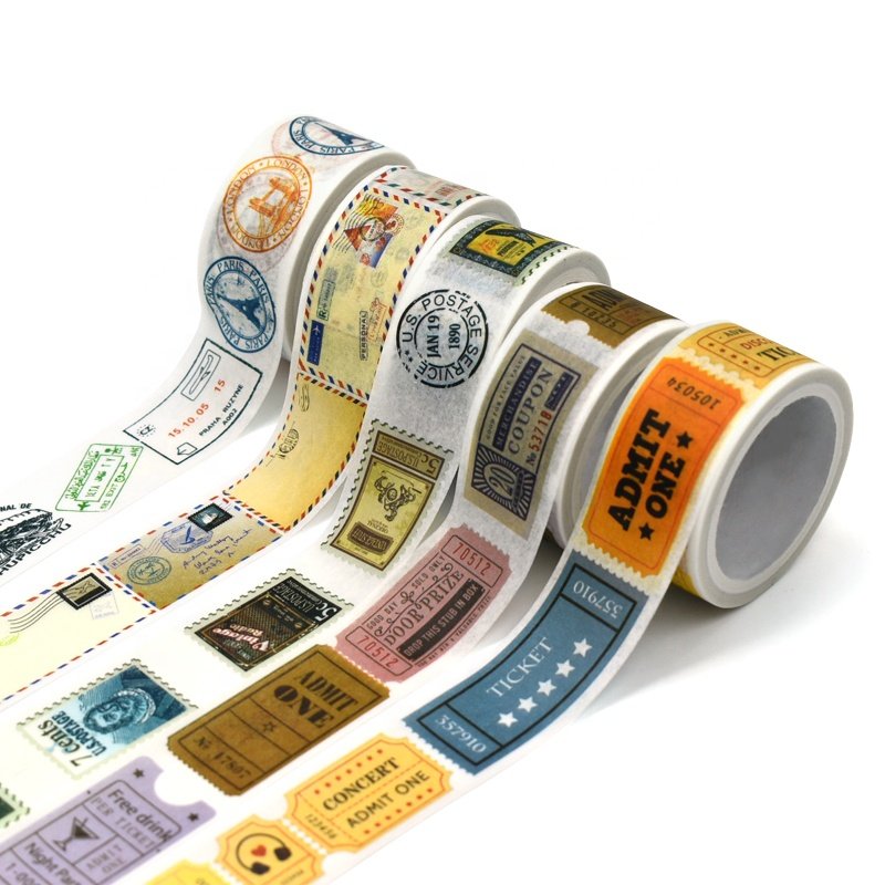 Customized DIY Craft Stamp Stickers Label British Style Washi Tape Masking Tape Single Sided 5m Length Acrylic Adhesive