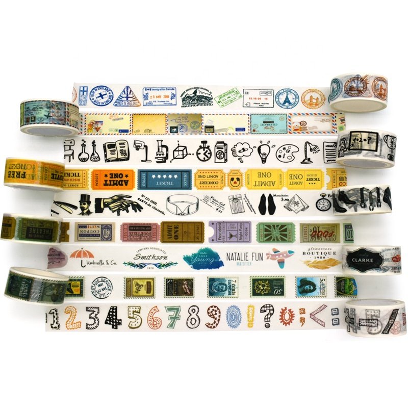 Customized DIY Craft Stamp Stickers Label British Style Washi Tape Masking Tape Single Sided 5m Length Acrylic Adhesive
