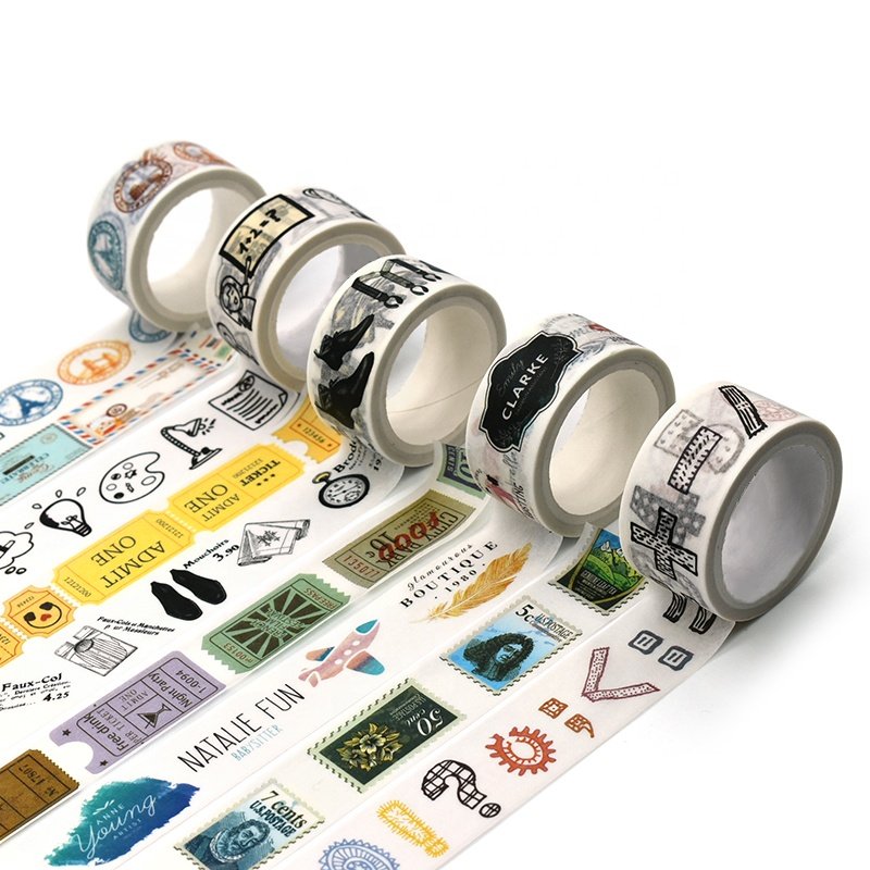 Customized DIY Craft Stamp Stickers Label British Style Washi Tape Masking Tape Single Sided 5m Length Acrylic Adhesive