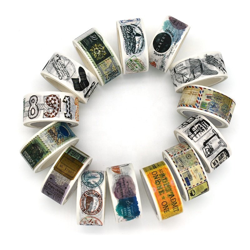 Customized DIY Craft Stamp Stickers Label British Style Washi Tape Masking Tape Single Sided 5m Length Acrylic Adhesive