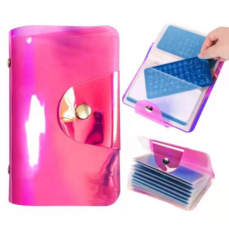Nail Art Rectangular Stamp Steel Plate Holder Laser Color Nail Art Stamping Template Card Case