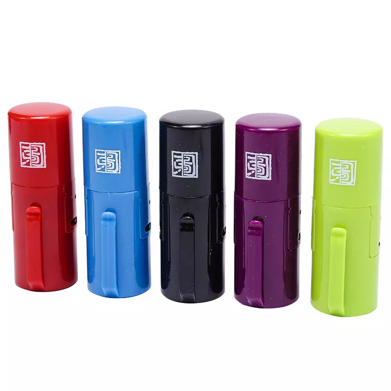 Factory directly selling circle 12mm plastic handy self inking rubber pocket stamp.