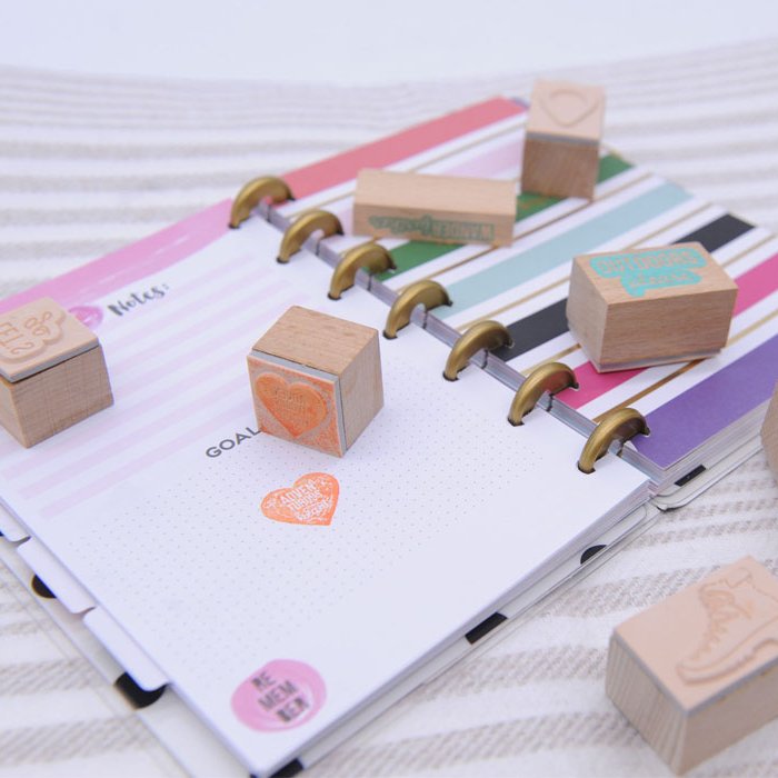 Square handle carnival craft set DIY cute cartoon fashion diary custom rubber wooden stamp