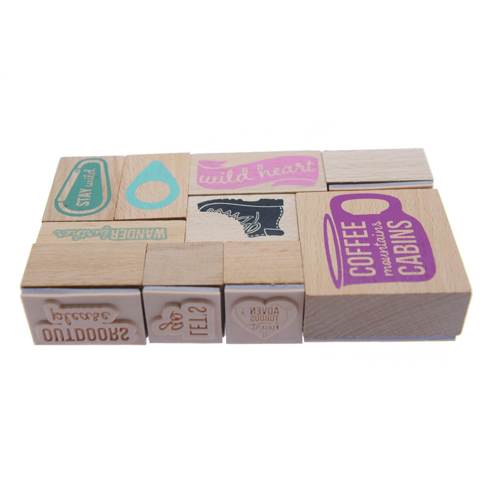 Square handle carnival craft set DIY cute cartoon fashion diary custom rubber wooden stamp