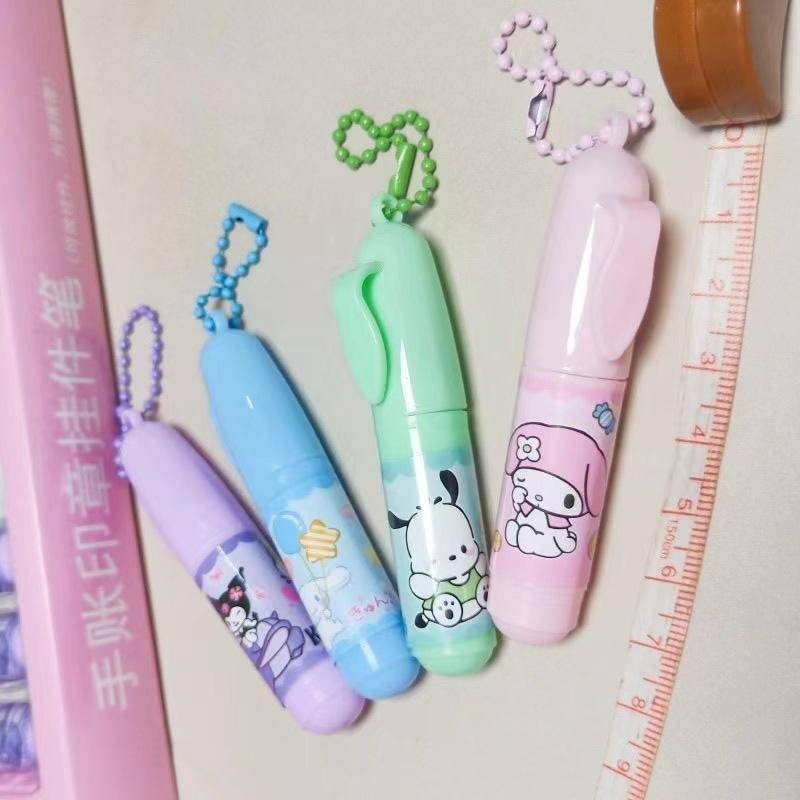 Cute Animal Pen shape Stamps Kids Self Inking Stamp With Keyring Seal Toy Kids
