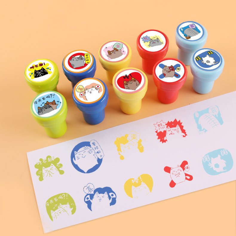 Personalized logo kid custom stamp kids coloring stamps with animals kids stamp set