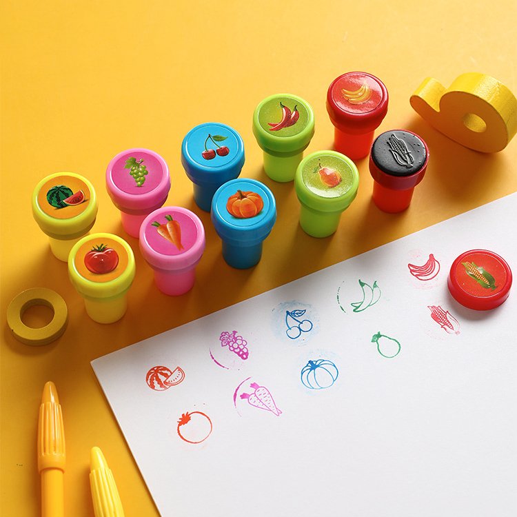 Personalized logo kid custom stamp kids coloring stamps with animals kids stamp set