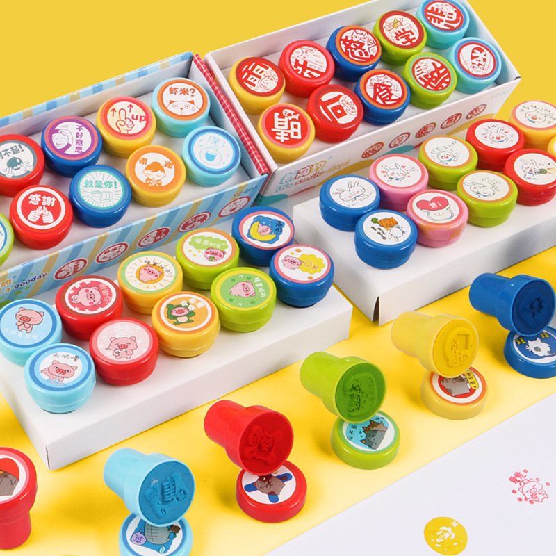 Personalized logo kid custom stamp kids coloring stamps with animals kids stamp set