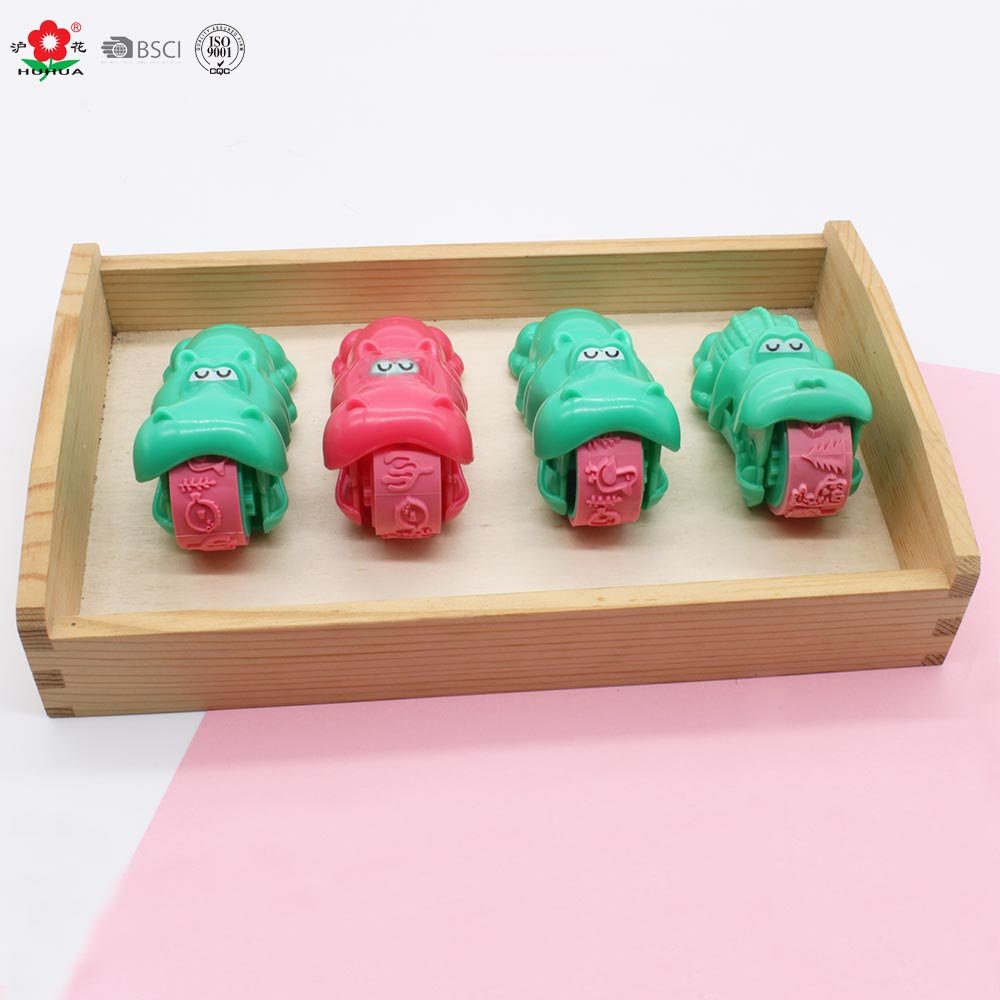 Educational lovely Crocodile shaped funny rolling stamp children toy