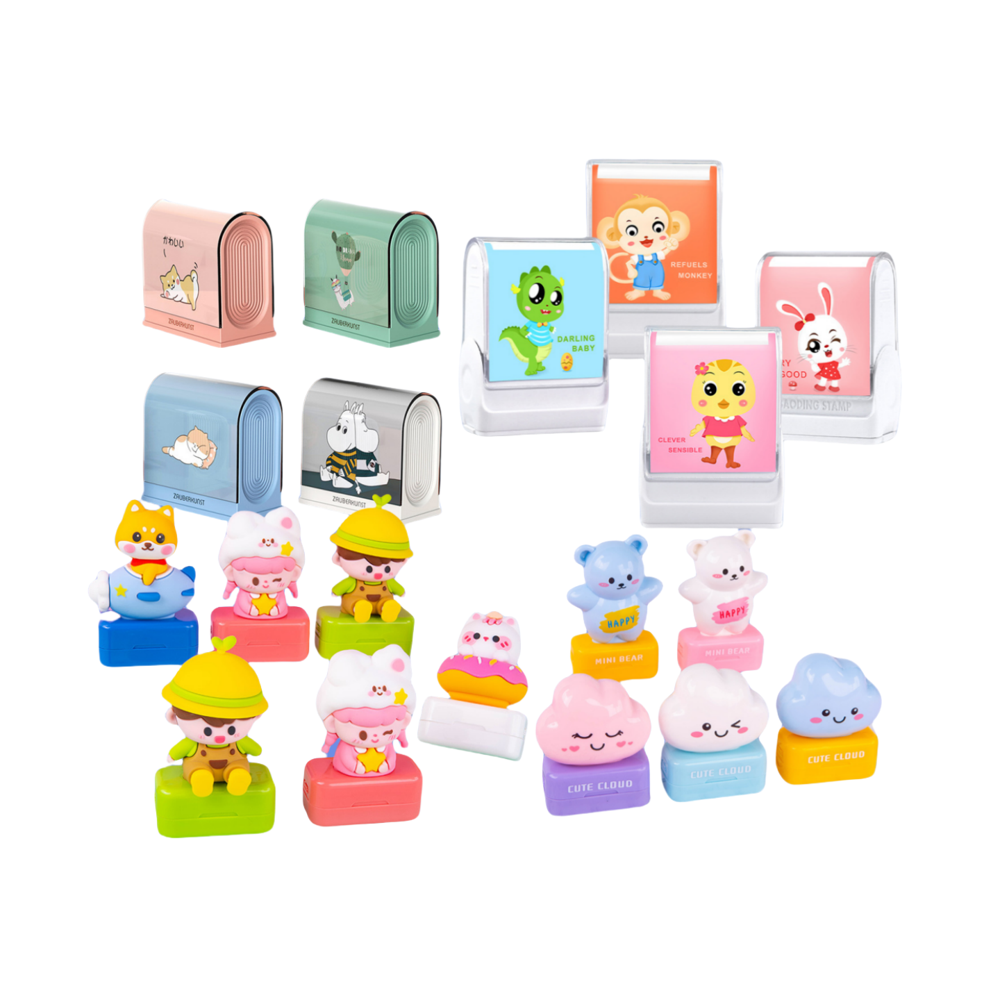 Custom Name Logo Fabric Kids Toy Stamp Automatic Ink Stamp Cartoon Children Kids Name Flash Stamp