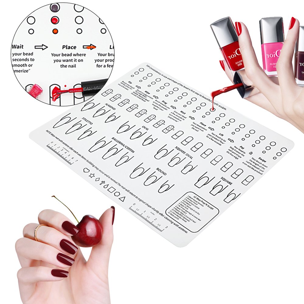 Nail Art Silicone Mat Foldable Washable Soft Table Cover Pad For Stamping Reverse Stamp Mat Nail Practice Workspace Design Plate