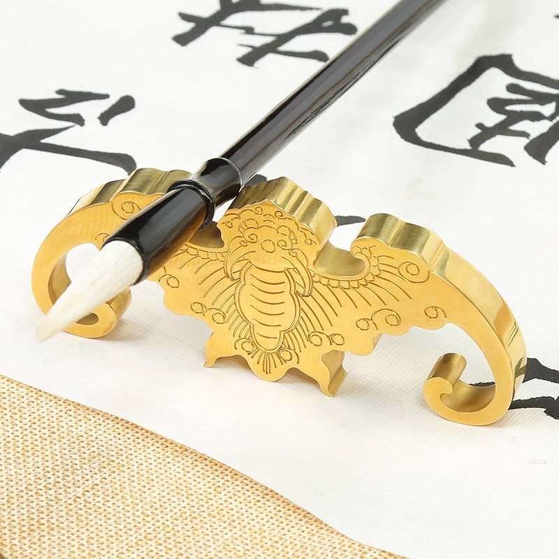 Wenfang Creative Brass Metal Press Ruler Customizable Bat Book Paperweight Four Treasure Supplies with Stamps Wholesale