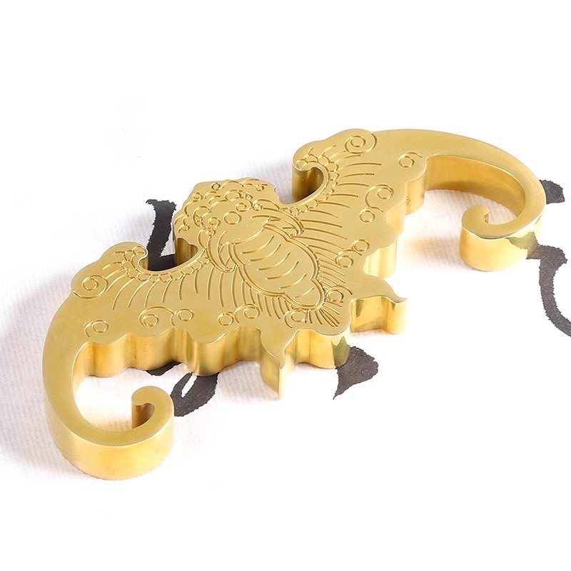 Wenfang Creative Brass Metal Press Ruler Customizable Bat Book Paperweight Four Treasure Supplies with Stamps Wholesale