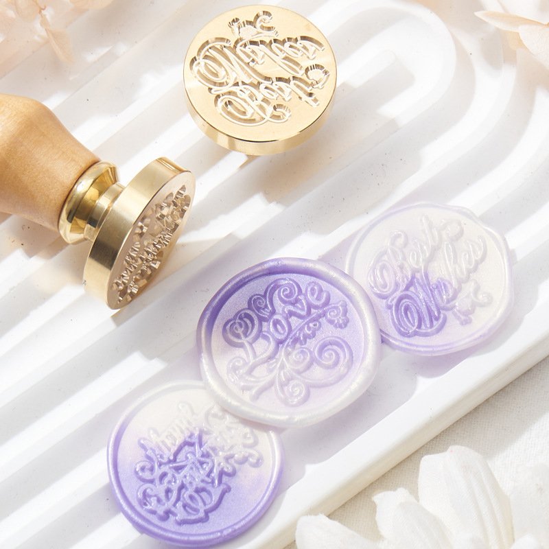 Custom Brand LOGO Self-Adhesive Sealing Wax Stickers Clear Plastic Stamp for Wedding & Office Packing & Decorate Brass Material