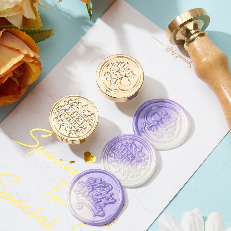 Custom Brand LOGO Self-Adhesive Sealing Wax Stickers Clear Plastic Stamp for Wedding & Office Packing & Decorate Brass Material