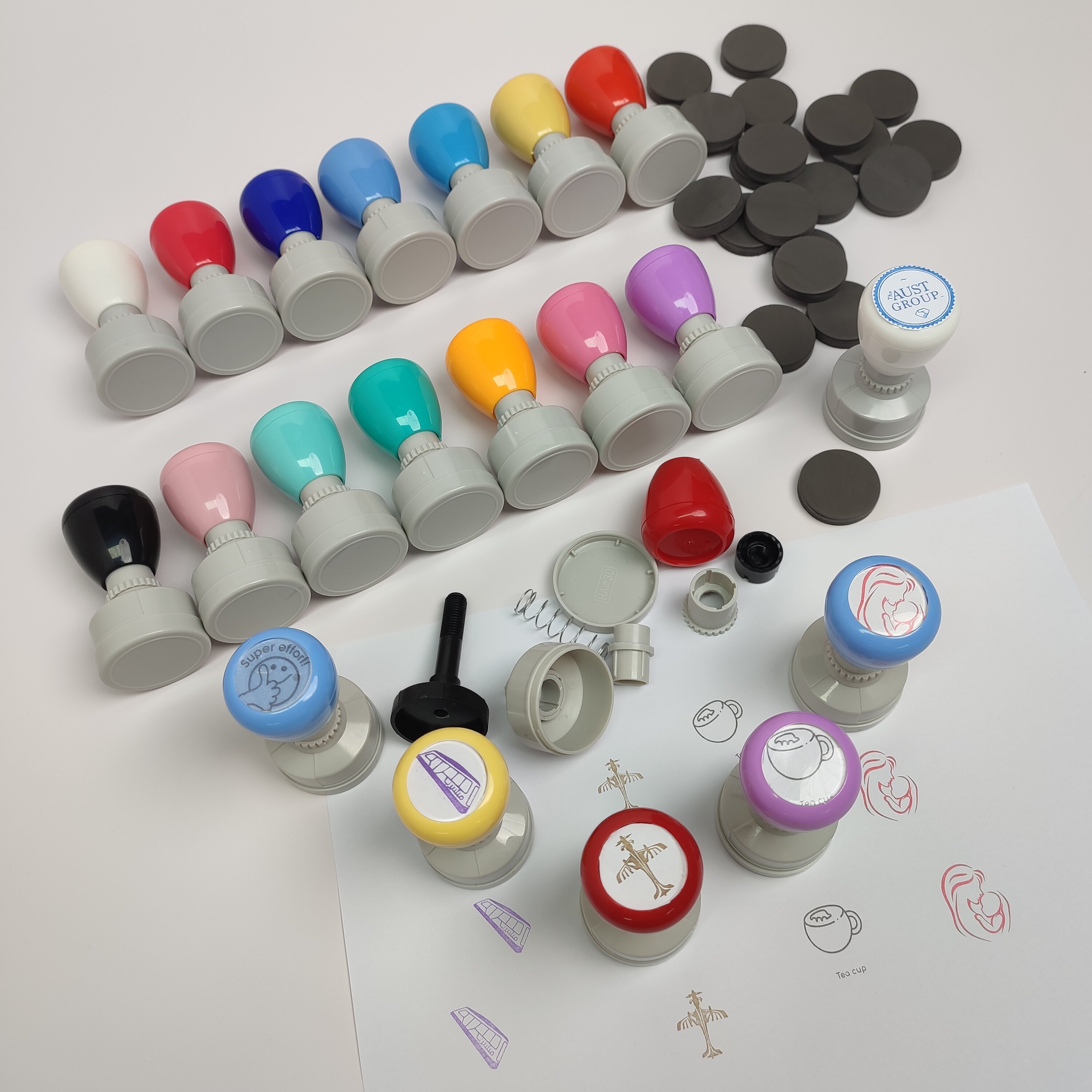 Hot Sale Style Soft Color HA Round 32mm Flash Stamp Custom Reward Teacher Stamps
