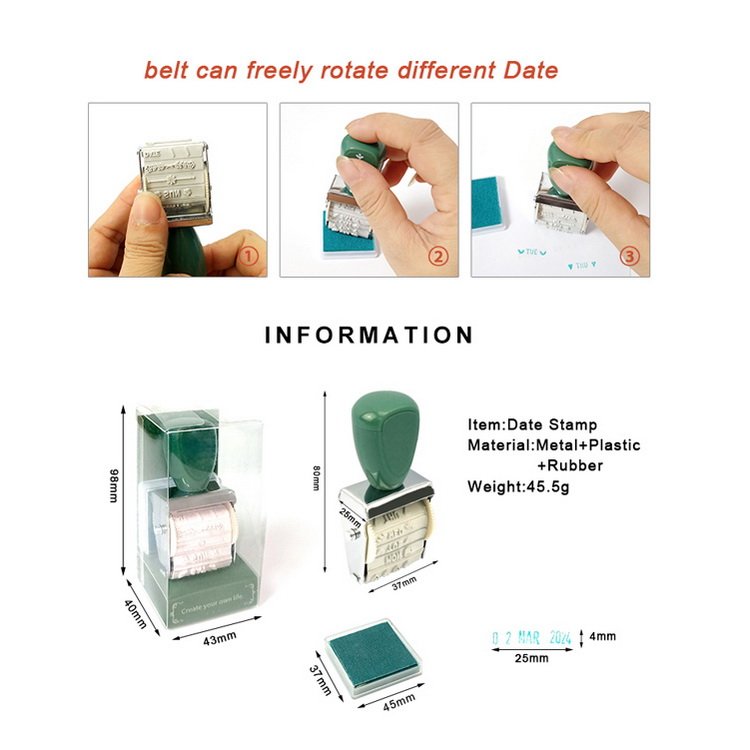Wholesale Customized Office Use Portable Plastic Small Round Self-Inking Date Stamp