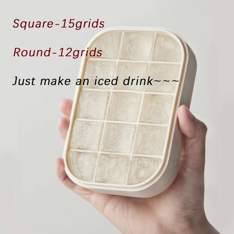 Easy to Release Ball Square Ice Maker Mould Silicone Ice Cube Tray with lid Bin Ice Block Container