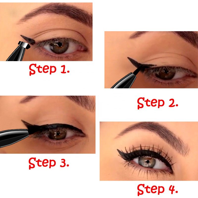 2 In 1 Eyeliner Stamp Eye Wing Stamp Liquid Eyeliner Pencil Stamp Triangle Seal Eye Liner Waterproof Quick Dry Cosmetics