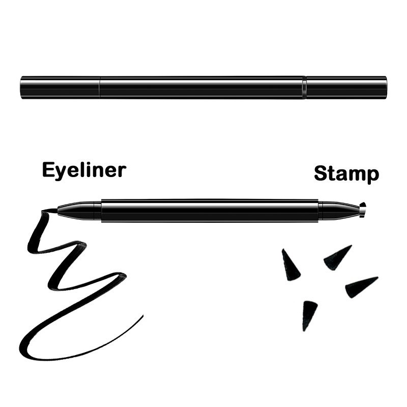2 In 1 Eyeliner Stamp Eye Wing Stamp Liquid Eyeliner Pencil Stamp Triangle Seal Eye Liner Waterproof Quick Dry Cosmetics