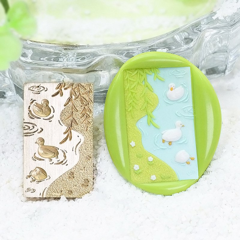 Factory Price 3D Frosting Garden Series Turtle Dorsal Leaf Chrysanthemum Peony Wax Seal Stamp Head