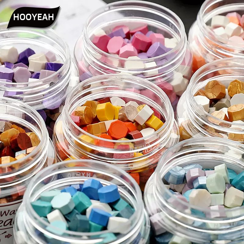 Gold powder pearlescent wax sealing bead Stamp materials plastic bottle Octagonal 180 Capsules Gift wrapping Manual DIY