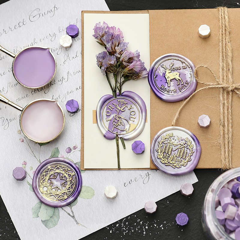 Gold powder pearlescent wax sealing bead Stamp materials plastic bottle Octagonal 180 Capsules Gift wrapping Manual DIY