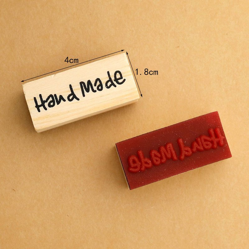 Custom Hot Sale retro Embossing Logo DIY Square Wooden Rubber Ink Stamp