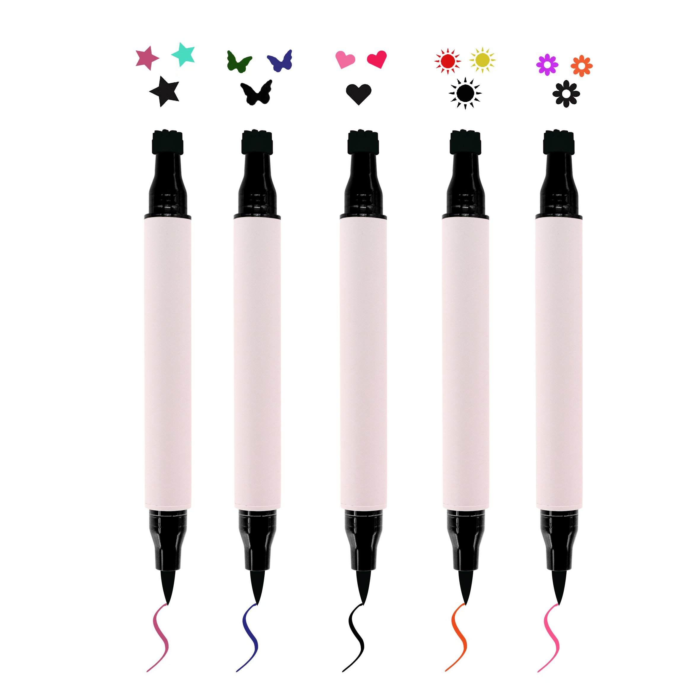 OEM Double-Head Eyeliner Pen Waterproof Winged Eyeliner Stamp Quick Dry Long-Lasting Star EyeLiner with Heart Design for Makeup