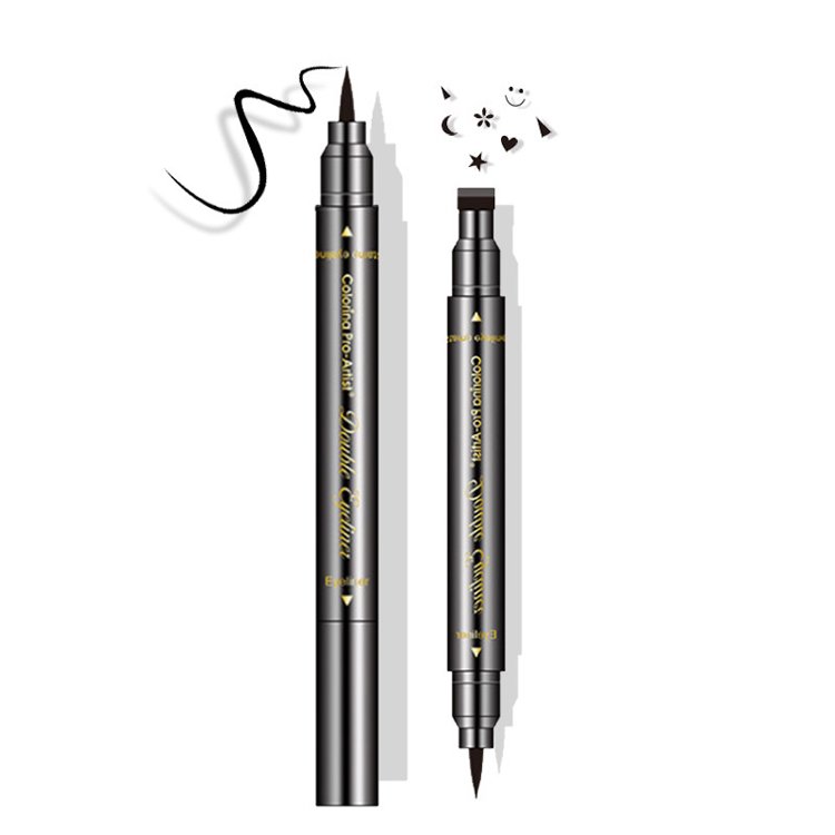 Zhenhai Ready To Ship Black color Double side stamp eyeliner waterproof eyeliner pencil