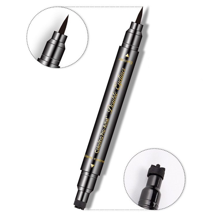 Zhenhai Ready To Ship Black color Double side stamp eyeliner waterproof eyeliner pencil
