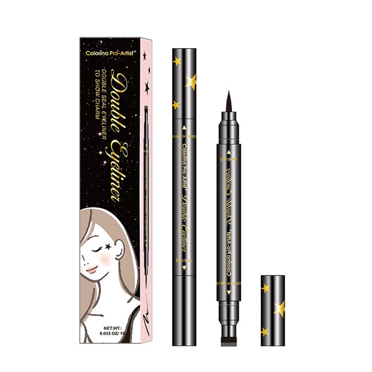 Zhenhai Ready To Ship Black color Double side stamp eyeliner waterproof eyeliner pencil