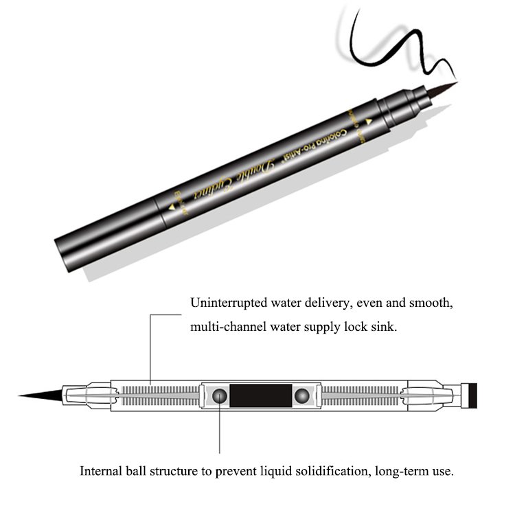 Zhenhai Ready To Ship Black color Double side stamp eyeliner waterproof eyeliner pencil