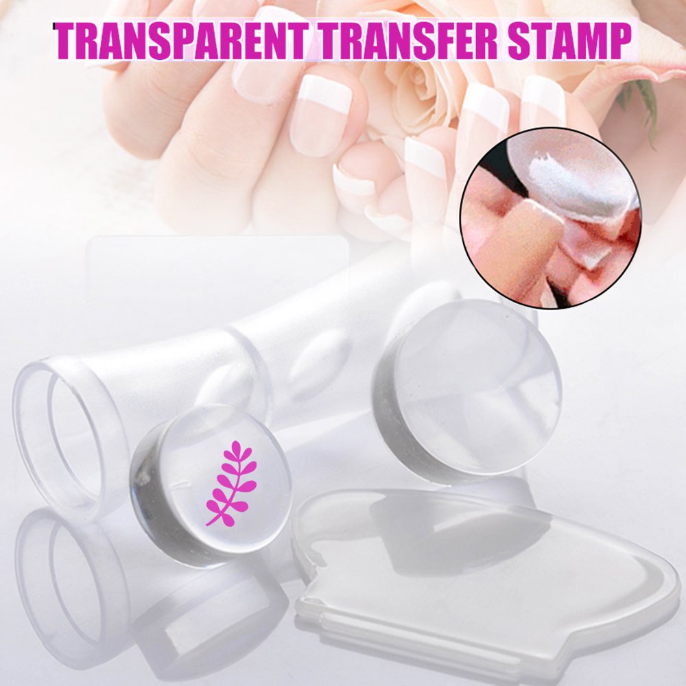 Transparent Silicone Nail Art Stamper DIY Manicure Tools with Decorative Template and Cover Stamp Seal Design