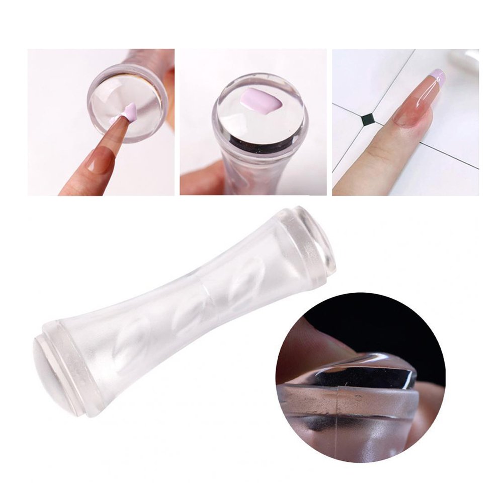 Transparent Silicone Nail Art Stamper DIY Manicure Tools with Decorative Template and Cover Stamp Seal Design