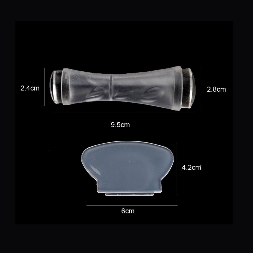 Transparent Silicone Nail Art Stamper DIY Manicure Tools with Decorative Template and Cover Stamp Seal Design