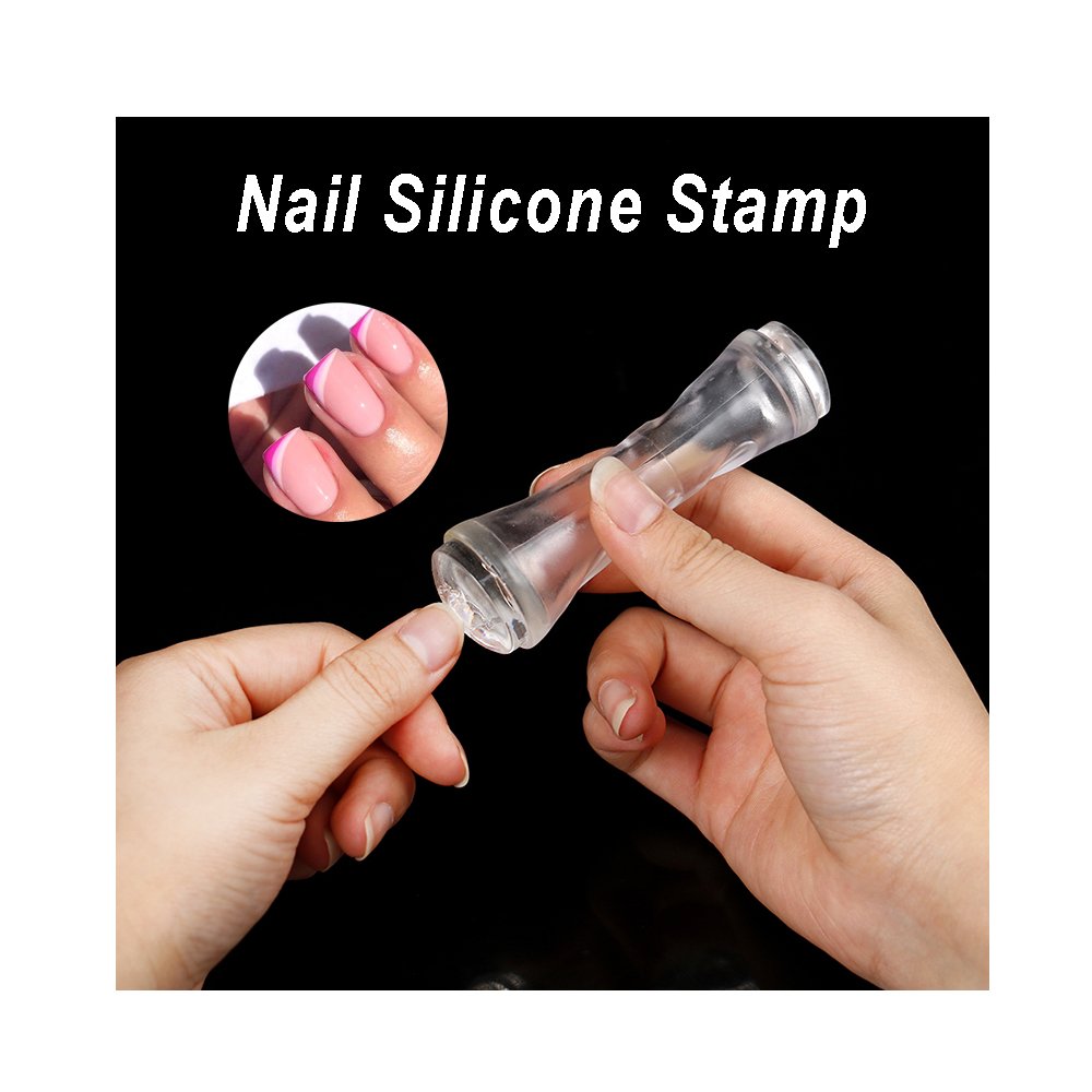 Transparent Silicone Nail Art Stamper DIY Manicure Tools with Decorative Template and Cover Stamp Seal Design